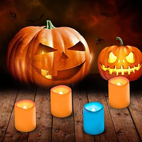 6 PCS Color Changing Remote Flameless Flickering LED Timer Votive Candles/Colored Battery Operated Tea Light Fake Candle for Outdoor Halloween Pumpkin Easter Christmas Decorations - Image 5