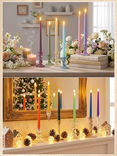 Treela Battery Operated LED Taper Candles,Basic,11 Inch,Pastel - Image 5