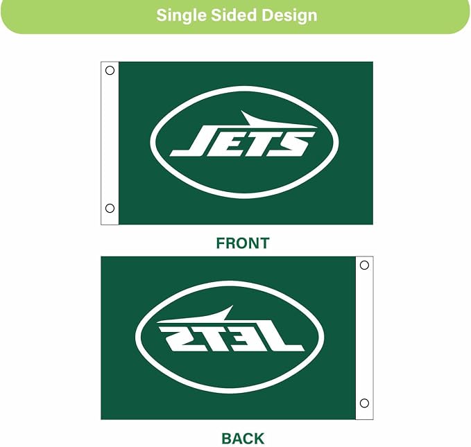 NFL New York Jets 3' x 5' Outdoor Durable Flag with Grommets | Heavy Duty Flag & Banner for Outdoor Garden Patio | Indoor Wall Decor Flag for Room | Works with Flag Poles for Outside House