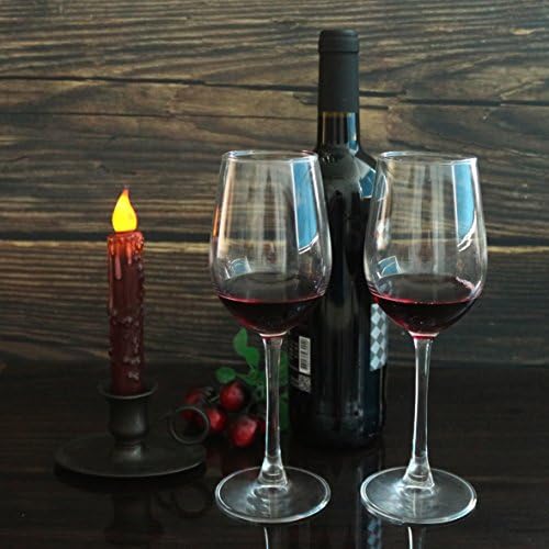 CVHOMEDECO. Real Wax Hand Dipped Battery Operated LED Timer Taper Candles Country Primitive Flameless Lights Décor, 6-3/4 Inch, Burgundy, 3 PCS in a Package - Image 4