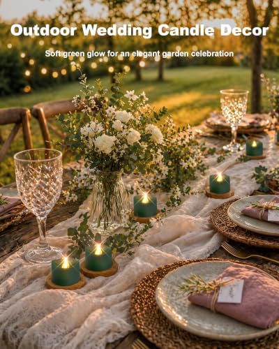 Homemory 12-Pack Green Flameless Battery Tea Light Candles, 200+ Hours - Image 3