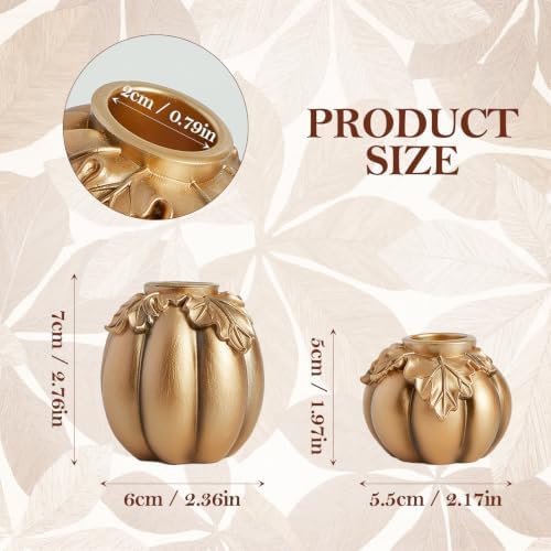 DN DECONATION Fall Pumpkin Candle Holders, Gold Candlestick for Home Decor - Image 3