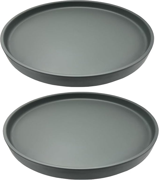 Yukfona Ceramic Plant Saucer Tray 2 Pcs 6.4 Inch Grey, 6.4" OD x6.02 ID x0.9 Deep| Fits Flower pots Bottom≤ 6.02", Heavy Duty Glazed Round Planter Drip with Catch Basin for Indoor Outdoor Plants