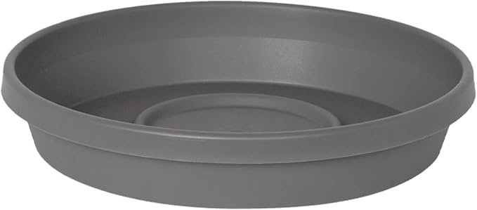 Bloem 10" Terra Round Plant Saucer, Lightweight UV-Resistant Resin Outdoor & Indoor Flower Pot Tray - Fits 10-inch Planter Pots, Charcoal Gray