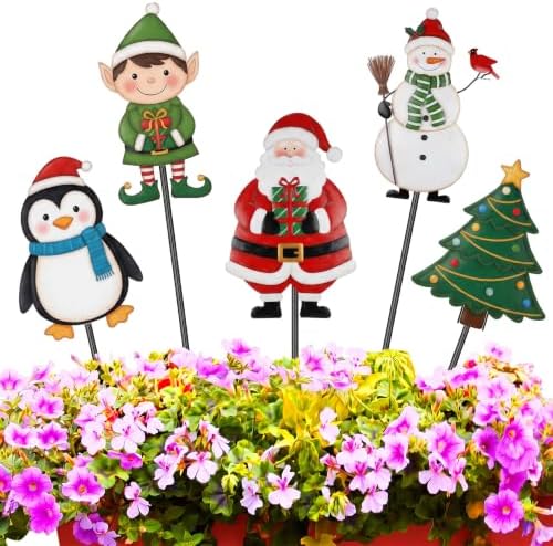 5 Pack 12'' H Metal Christmas Yard Stakes Outdoor Decorations by Roowest