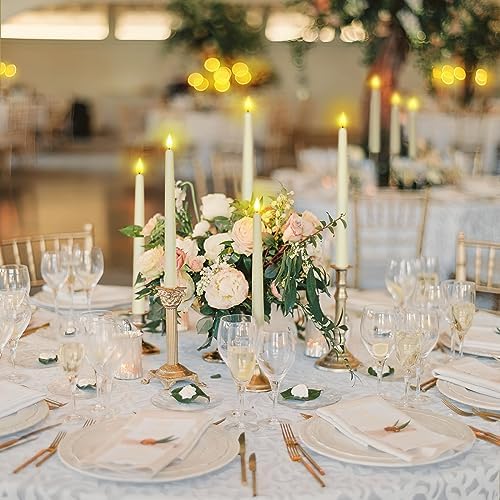 Homemory 12 Pcs Flameless Taper Candles with Remote Timer Dimmer, 11 inches Ivory Taper Candles Battery Operated, Plastic LED Candlesticks with Flickering Flame for Halloween Christmas Church Wedding - Image 2