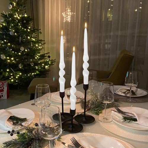 Twisted Taper Candle Smokeless White Spiral Candlesticks 9.5 Inch Unscented Handmade Dinner Candles Set for Holiday Wedding Party Home Decoration Seasons - Image 5