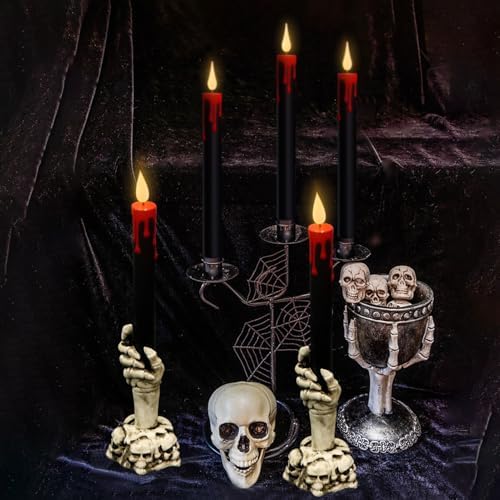 Wondise Halloween Black Flameless Taper Candles with Remote and Timer - Image 7