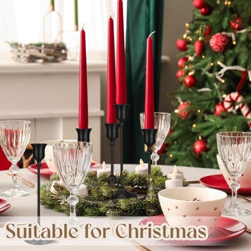 6PCS Brass Black Taper Candle Holders Set, Metal Candlestick Holders - Image 6