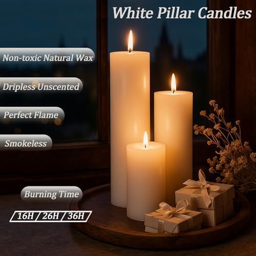 36 Pcs White Pillar Candles Bulk Set，3 Different Lengths 2 x 3/4/6 Inch (6 Each)，Hurricane Candles，Dripless Unscented Smokeless，Gives You a Better Atmosphere When Organizing an Event Party. - Image 3