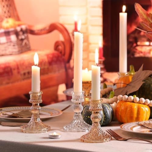 6 Pack Glass Taper Candlestick Holders, Gold Candlestick Holders, 4" H Crystal Candle Holders Decorative Candle Stand Centerpiece for Wedding, Festival, Dinning Party Table Decor - Image 6