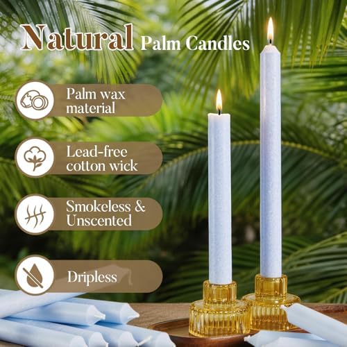 Ashlux 12 Pack Taper Candles, 10 Inch Unscented Palm Candlesticks Dripless - Image 2
