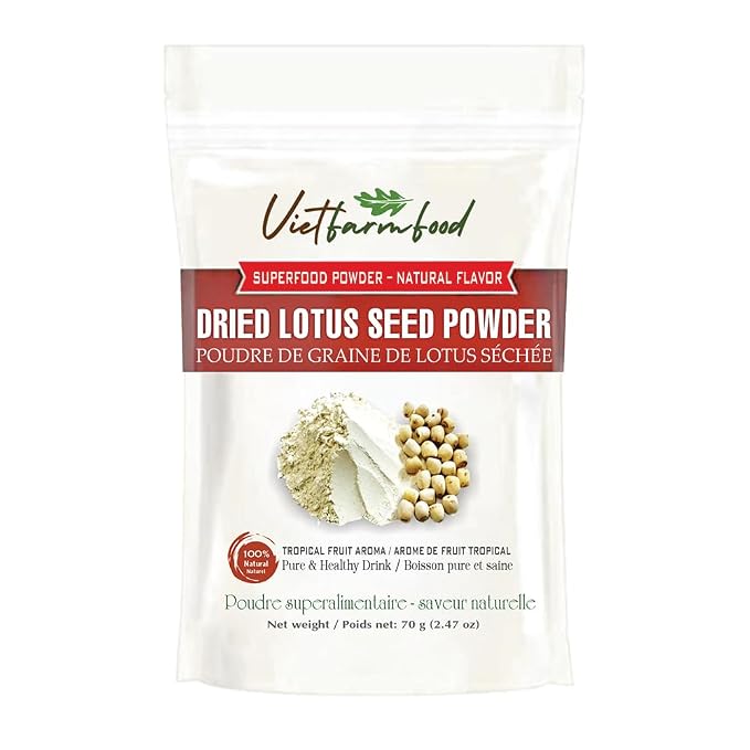 LOTUS SEED POWDER 2.47 oz (70g) VIETFARMFOOD: Pure freeze-dried vegetable powder, made from real vegetables with no added sugar - Perfect for daily nutrition to keep your body full of vitality