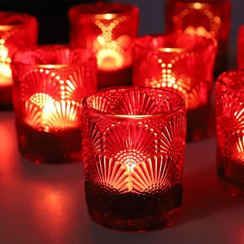 Woho 24pcs Red Votive Candle Holders Boho Style for Christmas Decorations by Woho