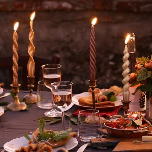 Nuanchu 4 Pcs Twisted Taper Candles,7.87 Inch,Pure,Fall Color - Image 3