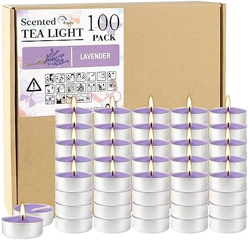 Purple Lavender Scented Tealight Candles - Giant 100 Pack Candles -Smokeless, 4 Hour Burn - Gift Set for Valentine's Day, Christmas, Weddings Centerpiece & Home Decor by Wfmolcand