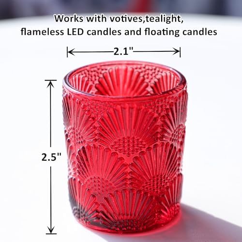 Woho Red Ginkgo Leaves Votive Candle Holders Set of 12 for Valentines Day - Image 6
