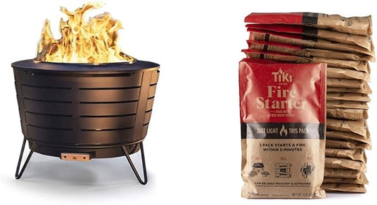 TIKI Brand Smokeless 24.75 in. Patio Fire Pit + TIKI Brand Fire Starter (20 Packs)