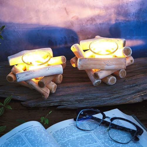 Sziqiqi Wooden Tea Light Candle Holder with Tealight Glass - Image 7
