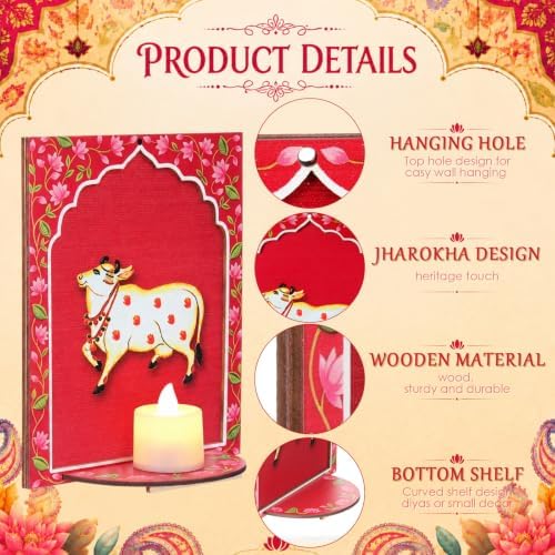 DoubleFill 30pcs Diwali Wooden Candle Holders for Wall Decor, Cow - Image 3
