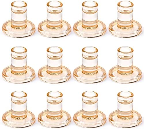 12PCS Amber Glass Taper Candle Holders, Crystal Candlesticks, Dining Decor by Aglary