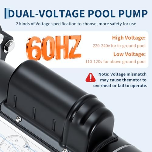 Garvee Pool Pump Above Ground/Inground, 2 HP Self Priming Swimming Pool Pump, 115V/230V Dual Voltage Single Speed Pumps with Strainer Basket, 100 GPM Heavy-Duty Pump for Swimming Pools Spas Hot Tubs