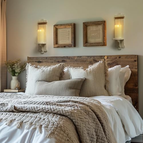 Homemory 2 Pack White Wood Wall Sconces Candle Holders, Farmhouse Decor - Image 2