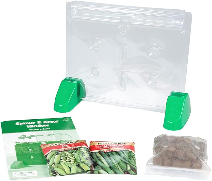 Educational Insights Sprout & Grow Window - See-Through Sprouts Growing Kit, Kids Gardening Set, Kid-Friendly Science Kits, Root Viewer, Gardening Kit for Kids, Indoor Classroom Planter, Ages 5+