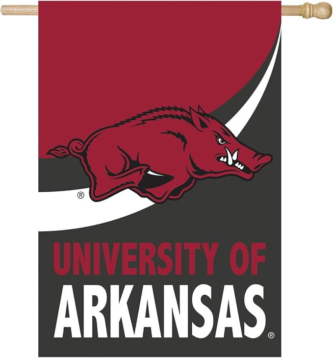 Team Sports America NCAA University of Arkansas House Flag, 28 x 44, Double Sided Garden Flags for Outside, Outdoor College Flags & Banners for Garden Patio, Indoor Wall Decor Flag for Room