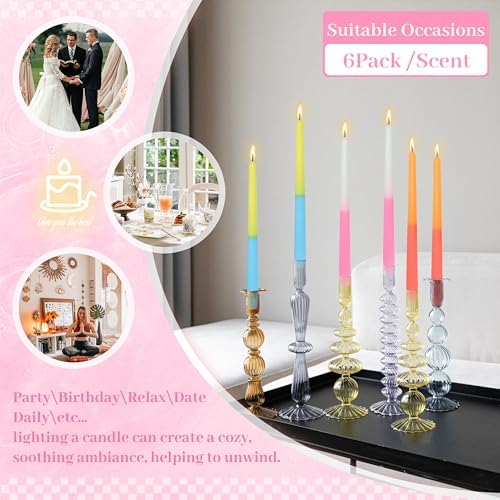 Dripless Rose Scented Taper Candle Gradient Colored Candlesticks 10 Inch Long Taper Candles for Home Decor Women Gift - Image 5