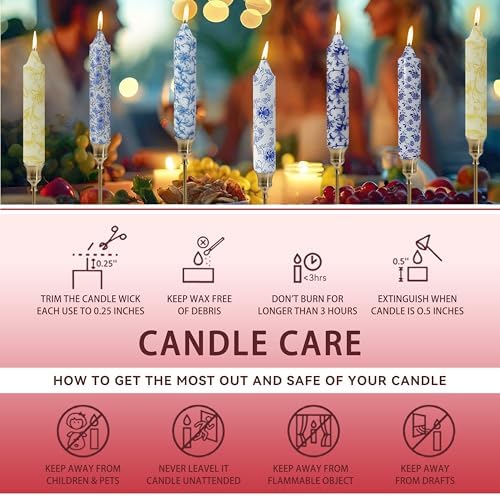 7 inch Short Candle Floral Candle Sticks Printed Candlestick Handmade Unscented Taper Candle 4 Pack Flower Tapered Candles for Home Dinner Wedding Holiday - Image 6