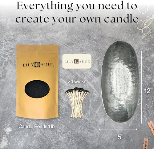 LILY LADUE Black Sand Candle Kit - 1Lb/16Oz Pearled Candles Sand and Wicks (24) with Platinum Holder, Unscented Aroma Beads, Reusable Pearled Candle Wax for DIY Home Kit, Powder Beads Refill Available - Image 2