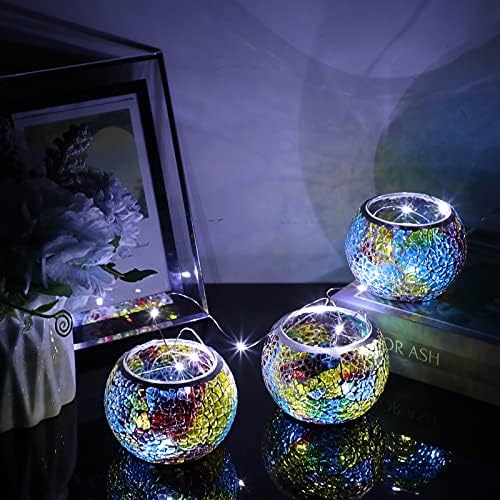 OwnMy 3PCS Mosaic Glass Tea Light Holders Round Bowl Votive Candle Holders - Image 5