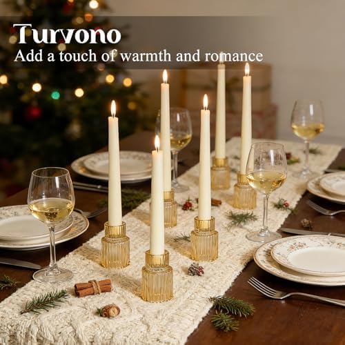 12 Pack Amber Glass Taper Candle Holders for Christmas Centerpieces - Image 3