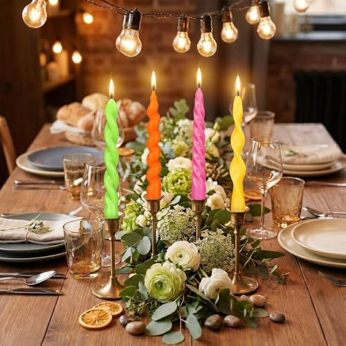 Nuanchu 4 Pcs Twisted Taper Candles,7.87 Inch,Pure,Neon - Image 4