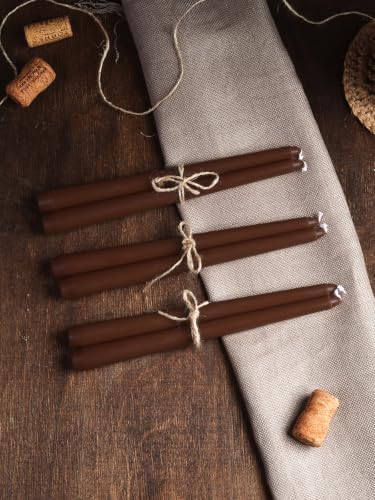 CANDWAX 8 Inch Taper Candles Brown Decor Unscented Candle Sticks 12 Pack - Image 6