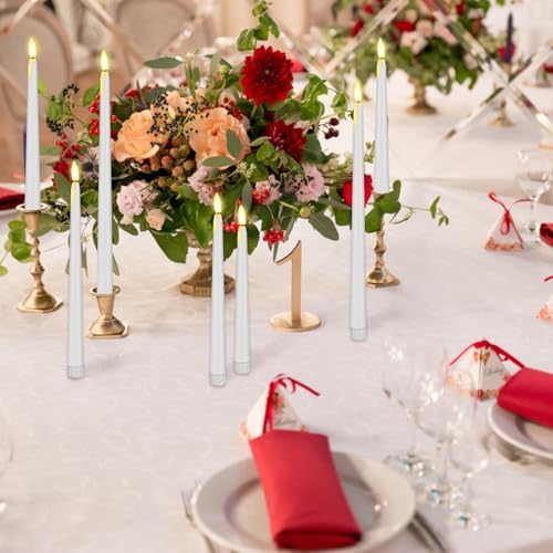 Rossesay 16 Pcs White Flameless Taper Candle with Remote Timer - Image 2