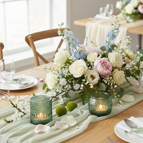 16 Pcs Green Candle Holder for Wedding Table Decor-Green Votive Candle Holders for Rustic Wedding Centerpieces, Bridal Shower Decor, Tea Party Decorations - Image 6