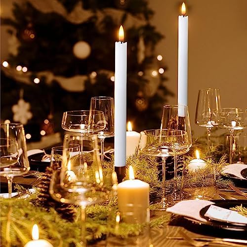 Wondise White Flameless Taper Candles with Timer, 6 Pack Battery Operated LED Flickering Real Wax Candle for Christmas Thanksgiving Wedding Decorations - Image 3