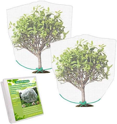 Plant Cover Bags, 4.6X 3.4 Feet Reusable Thicken Encrypted Garden Netting Mesh with Drawstring, Fruit Tree Plant Protect Netting, Plant Cover for Pest, Insect Bird Barrier Netting (2 Pcs) by Unknown