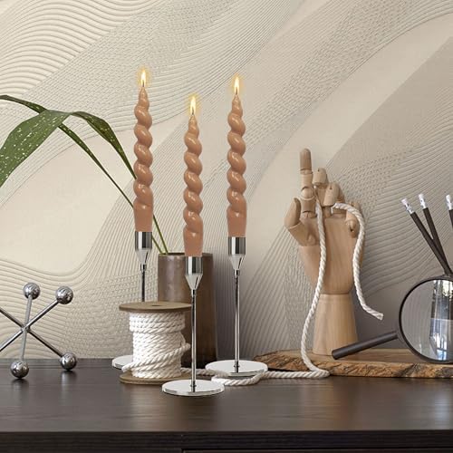 7.5 Inch Handmade Spiral Candles Brown Smokeless Candlestick Unscented Decorative Twisted Taper Candle for Seasons Holiday Gifts 2 Pcs - Image 5