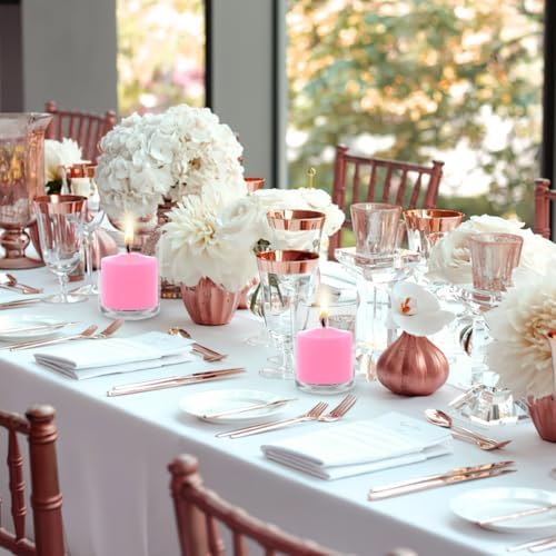 10 Hour Pink Votive Candles for Weddings Party Spa and Emergency, Set of 36 Unscented Bulk Candles for Restaurants and Home Decoration - Image 3