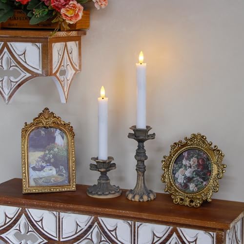 Flameless Flickering Taper Candles Two Remote, 7.5 Inch White Battery Operated LED Window Candles Timer,Set of 8 Plastic 3D-Wick Dripping-Wax Effect Flameless Candlesticks(0.86”Dia,Warm Fire) - Image 2