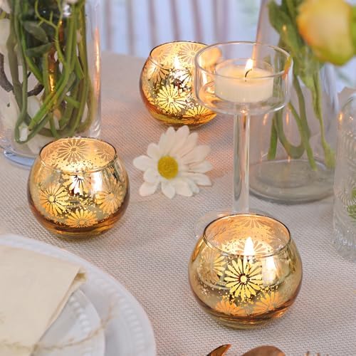 Gold Mercury Glass Votive Candle Holders Set of 12 - Image 5