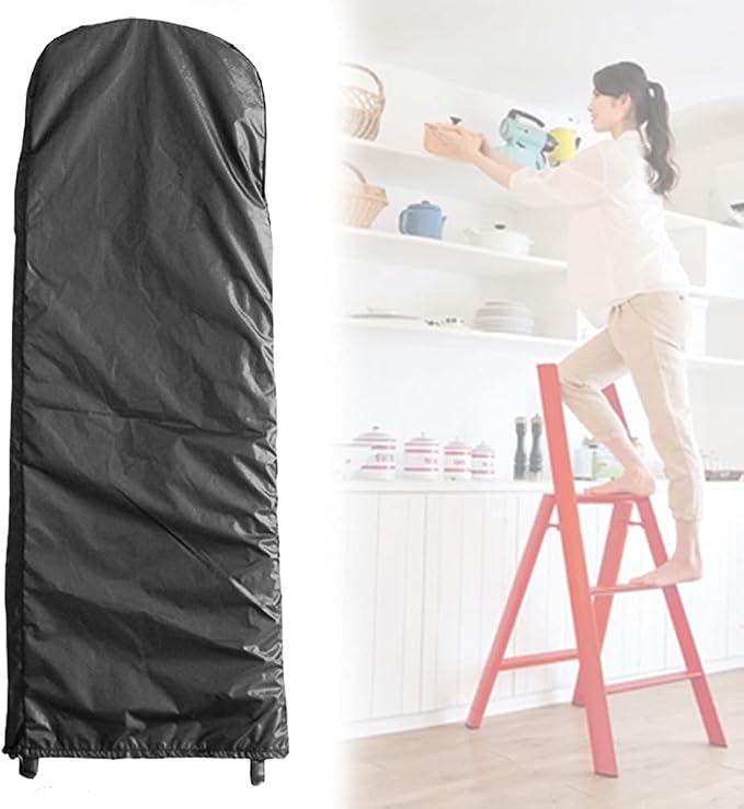 Folding Ladder Cover Dustproof Protector Waterproof with Drawstring for Step Ladder Patio Garden Outdoor Household Storage Bag Black