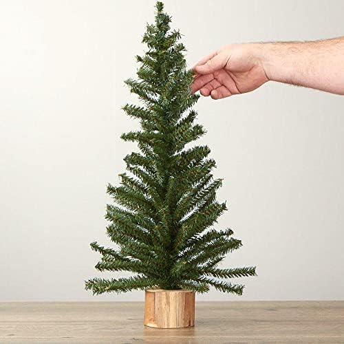 Pack of 2 Small Artificial Canadian Pine Christmas Trees 24 inch Pine Trees with Wood Bases - Add to Holiday Décor and Decorations in Home or Office - Image 5