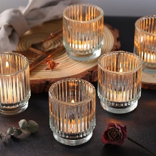 Glass Votive Candle Holder Decor 8 Pcs, Tea Lights Holders by DEVI