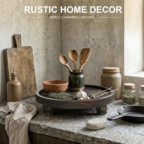 EOSAHR Display Riser: Pedestal Stand for Kitchen Decor, Distressed Black - Image 3