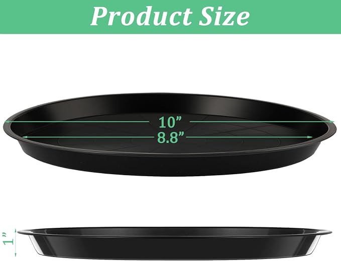 Eccliy 10 Packs 10 Inch Plastic Large Plant Saucers Heavy Duty Planter Trays Jumbo Flower Pot Saucers Plastic Water Trays for Indoors and Outdoors