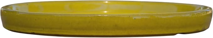 Ceramic 15.5 Inch Plant Saucers (Pack of 2) - Round Yellow Flower Pot Trays - Handcrafted, Durable Planter Bases